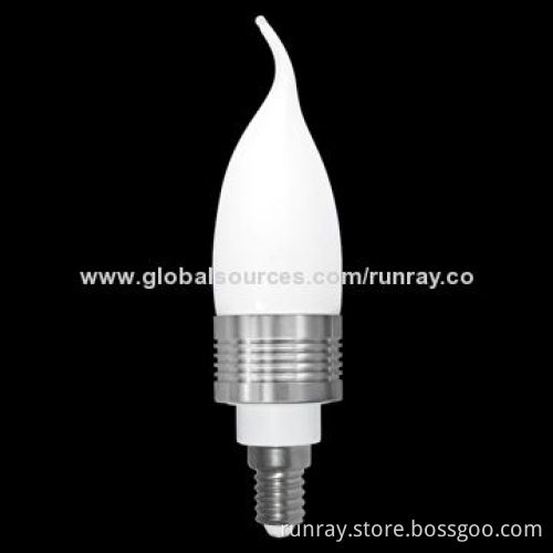 3W E14 LED Bulb with 100 to 240V AC, 80 to 100lm/W Luminous Efficiency